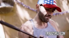Brunette teen Whitney Wright gets a deepthroat blowjob and gangbanged at a family barbecue
