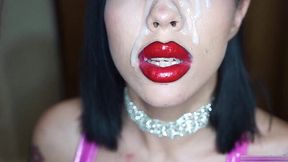 Massive Facial After Mind-Blowing Bimbo Dick Sucking Session