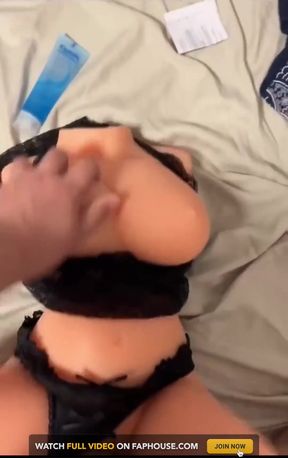 German Stud Hardcore Fucks His Sex Doll in Black Lingerie - Rough Doll Pounding!