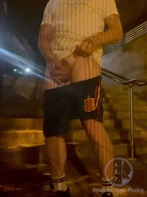 Amateur Straight Boy Caught Pissing in the Street