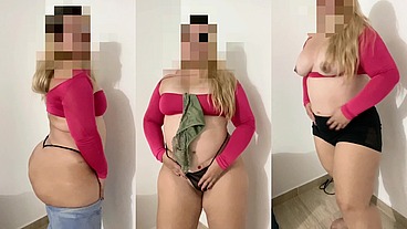 Thong, panties or shorts? real homemade with big ass blonde