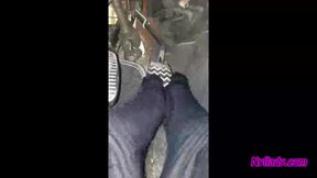 Nyllady Driving and Revving Her Bravo in High-heeled Boots and Black Ballet Flats