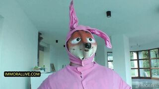 EVIL EASTER BUNNY Gives NATURAL BUSTY TEEN ANAL CREAMPIE!