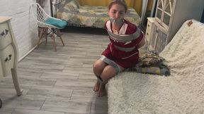 Sruggles of house worker in gray tape - bondage by Princess Leya