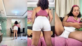 chubby housewife cleaning and farting then relaxing while reading