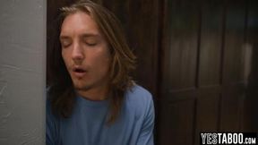 Asian teen girlfriend caught perv boyfriend peeping on MILF milf