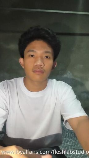 Bored Pinoy Twink Edges His Uncut Cock Until He Unloads on His Stomach