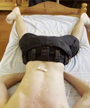 Mi Jerking Off On The Bed After Putting On A Suppository In Work Shorts