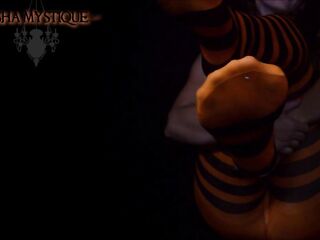 Foot Worship JOI Halloween Hose Stripes in the Darksome - hose feet joi - nylon foot joi