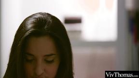 ”Satisfying lesbian sucks her lovers perfect breasts & licks her muff”