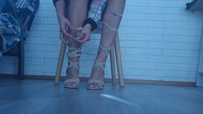 High shoes came off, help me tie them while I wait for you