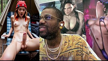 Transgender Camper Girl Hands Free Cumming In A Forest, AI Generated