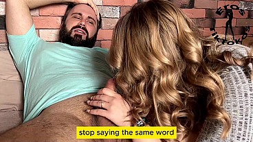 Cringe porn with dialogues, wife decided to fuck her husband after cheating