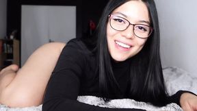 Naughty cutie in dirty thong and worn-out string on her little ass