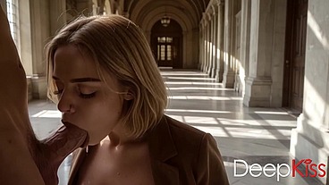 A cute French girl showed me her deep-throat skills. She sucked my cock and took my head into her mouth so gently that I couldn't hold back my orgasm[AI]