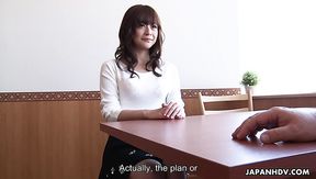 Shameless Japanese office chick Asuka Kyono enjoys fingering her wet pussy