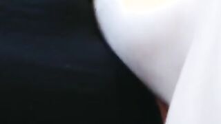 Lover sucking off my dick into thigh boots