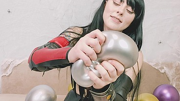 Tifa Lockhart from Final Fantasy talks dirty, blows balloons and pops them with her strong hands