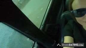 Russian Blonde Missmotivated Smokes and Masturbates in a Mercedes