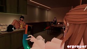 Alien girl joins anime lesbians in VRChat threesome