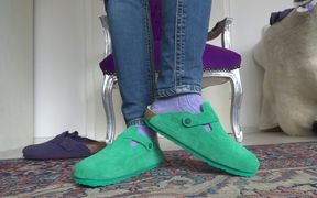 Socks and slippers show, cum on my socked feet