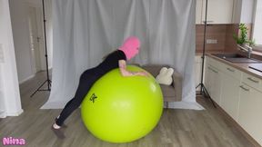 Heavy Bouncing on the giant 150 cm lime green Cando Exercise Ball