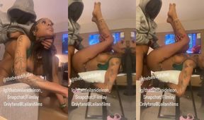 Ebony tgirl’s sloppy soaked pussy gets destroyed by massive black dick