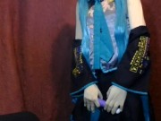 Miku Zentai Cosplay Enjoy This Vibrator 16 Pulse Masturbation