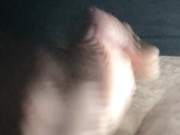 Christmas Eve tug during power outage moan and cum shot on shirt