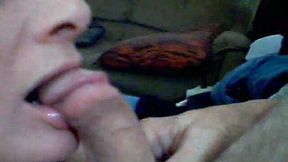 Horny skinny granny sucking my small cock on webcam