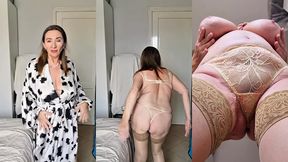 sexy gilf teasing with huge natural boobs