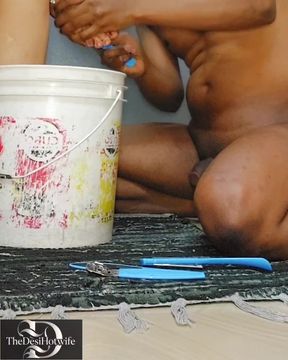 Pedicure and hair done by my naked slave