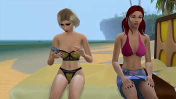 Porn Gamplay Lesbian couple fucking on the beach
