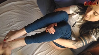 I jerked off to him in shoes, barefoot. He fucked my soles and cum on my feet - 3WetHoles