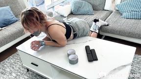 ”Horny College Girl Bound with Ropes Gets Filmed & Fully Exposed”