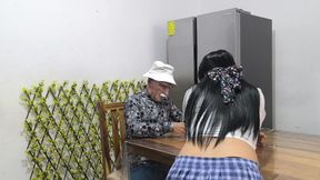 A 60-year-old Man with a Hat Uses Me as His Whore