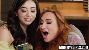 Teen stepdaughters Alexis Tae and Chloe fuck their stepmoms