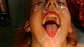 Wonderful redhead German retro girl loves sucking dicks and bukkake cumshots