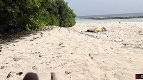 Pervert jerks off busty MILF and girlfriend &mdash;  cumming on their faces while they sunbathe