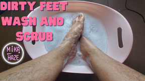 wash and scrub my dirty feet