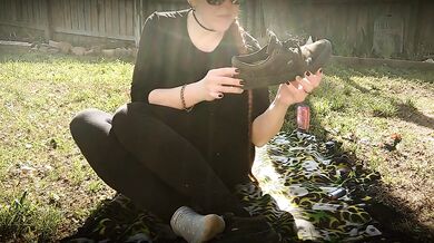 Her Stinky Socks Smother My Face While I Worship Her Feet