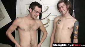 ”Good looking dudes have kinky gay threesome fuck session”