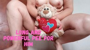Long and powerful pee for him