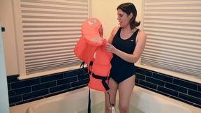 Life Jacket Masturbation in Jacuzzi