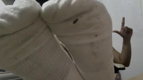 Toe wiggling w dirty socks on