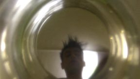 Twink Cums Into Cup of Water ( Inside Glass View ) Floating Sperm