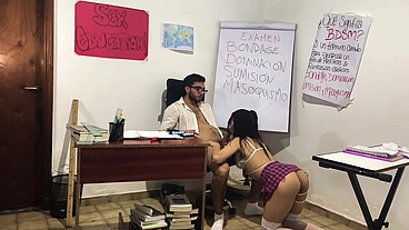 Teacher Whipped and Fucked Petite Student for her to Pass Exam