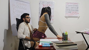 Teacher Whipped and Fucked Petite Student for her to Pass Exam