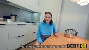 Olivia West's first anal adventure: Russian college girl seduces & debt-fucks for cash