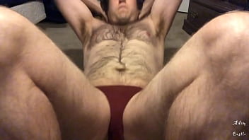 Hairy Stud In Thong Does Sit Ups